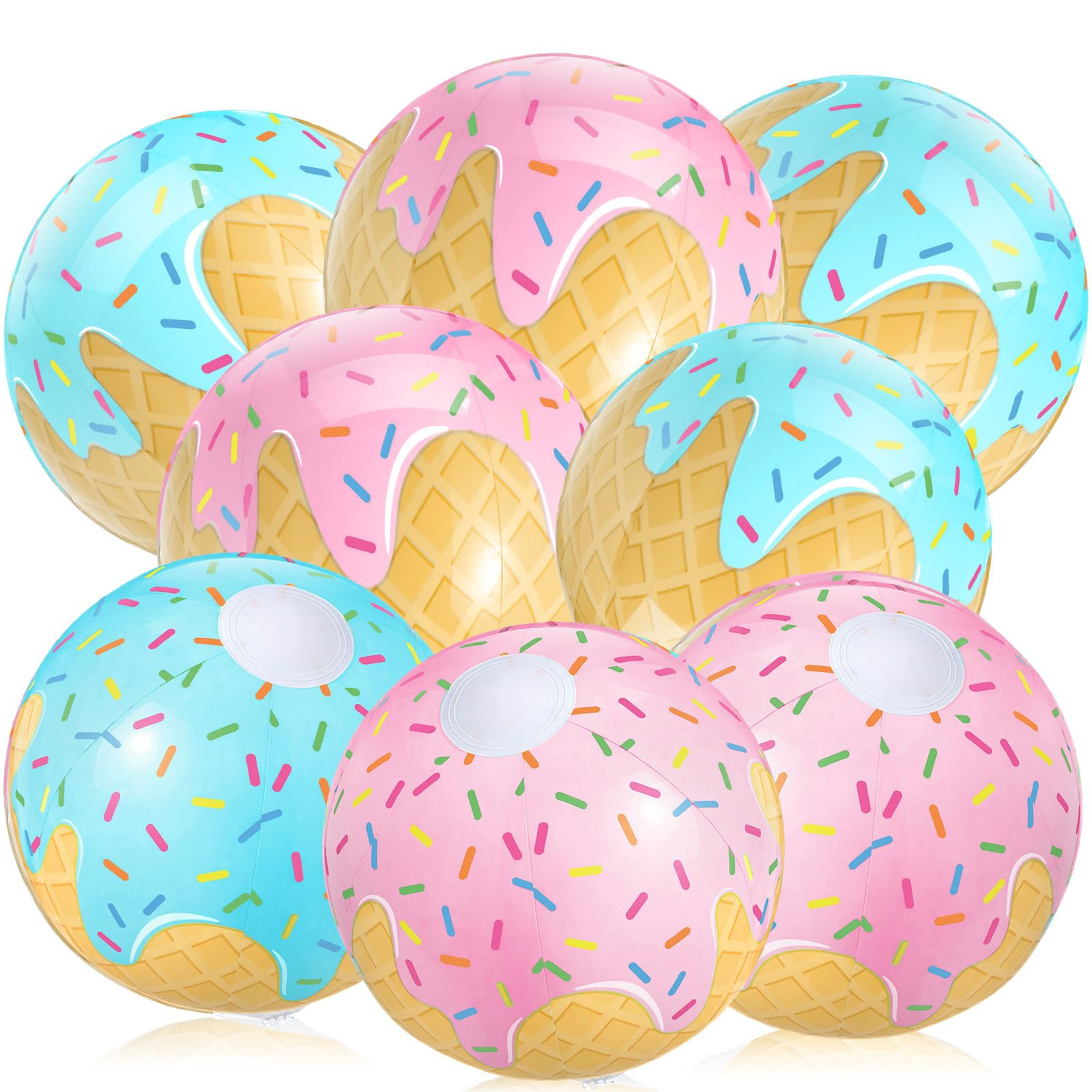 8 Pack Ice Cream Themed Beach Ball 7.87" Bulk for Summer Pool and Beach Game Gifts Birthday Party... | Amazon (US)