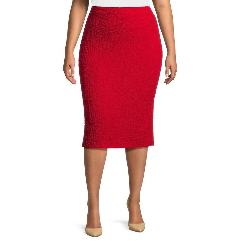Madden NYC Juniors Plus Size Textured Midi Skirt | Walmart (US)