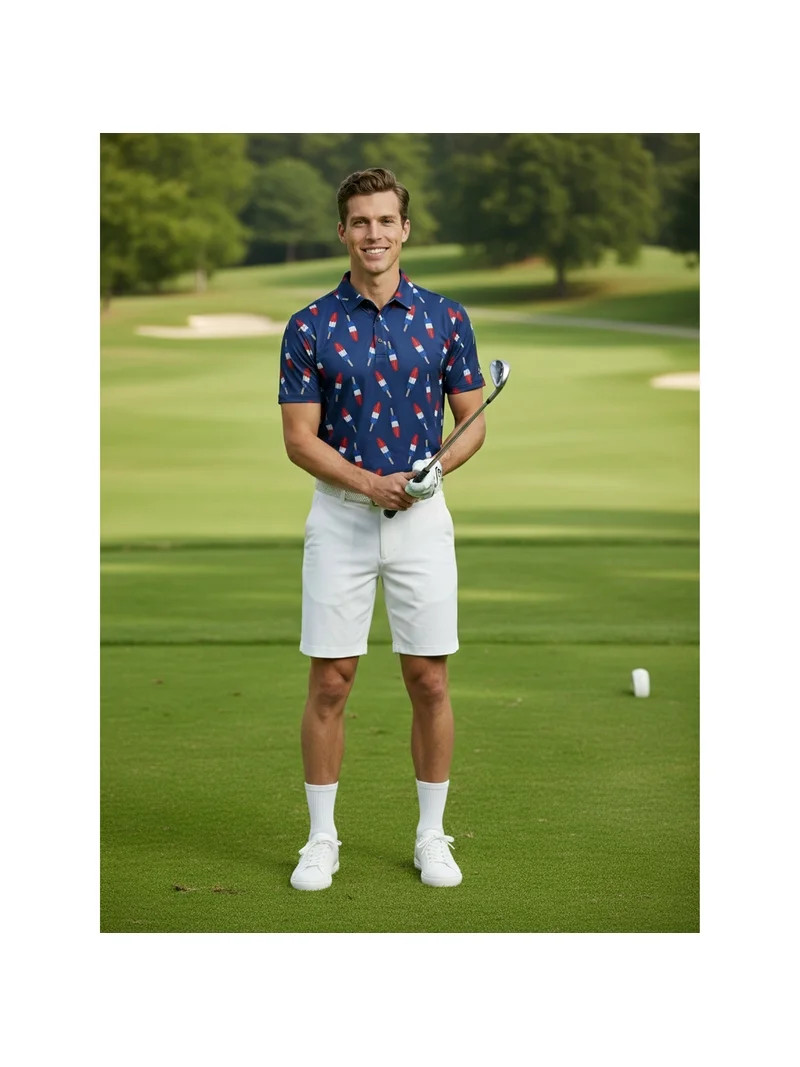 Birdie Bound Men's and Big & Tall Firecracker Popsicle Print Polo Top, Sizes XS-4XLT - Walmart.co... | Walmart (US)