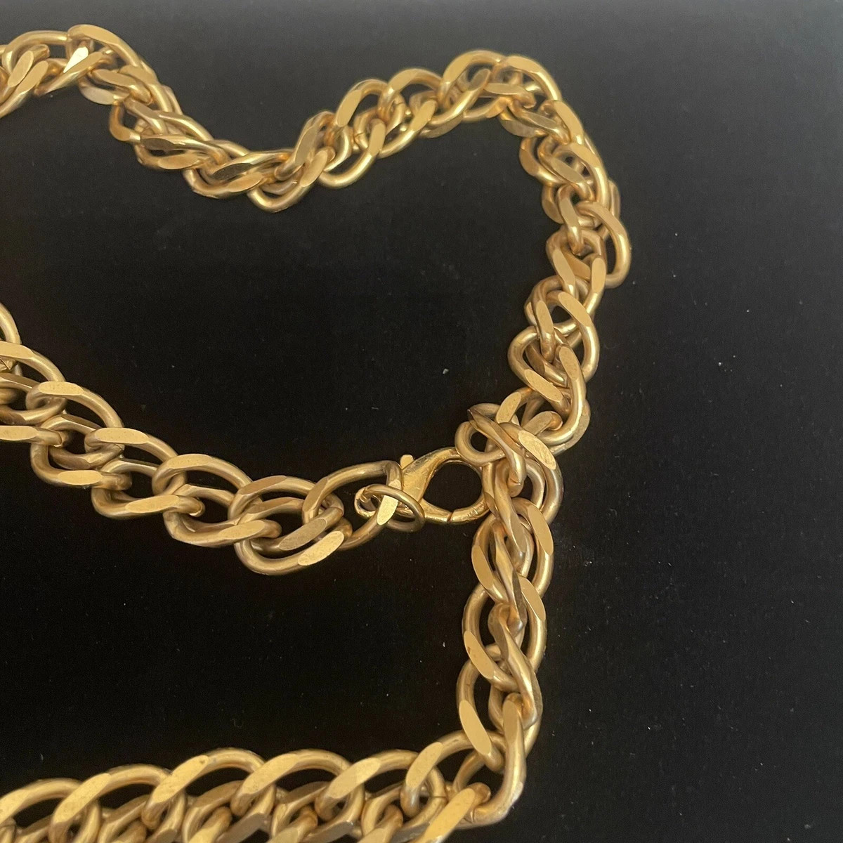 Vintage HEAVY  Brushed Gold Tone DOUBLE CHAIN LINK TASSLE Adjustable Belt | eBay US