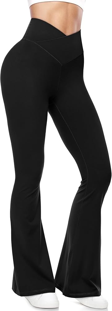 UEU Flare Leggings for Women with Tummy Control, V Crossover High Waisted Yoga Pants, Bootcut Wid... | Amazon (US)