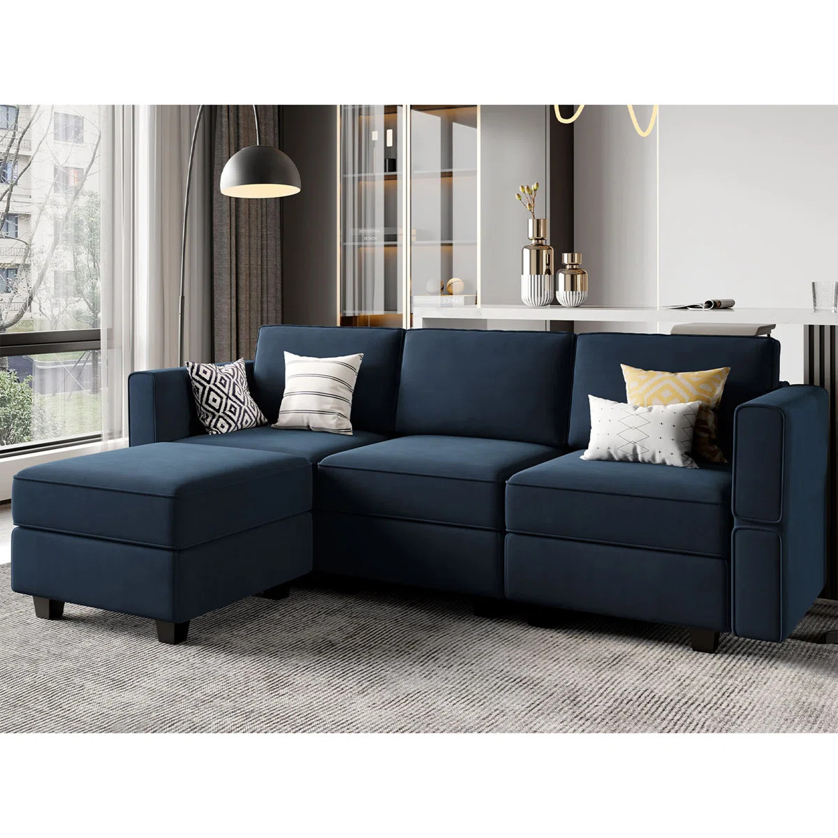 Nakash L-Shaped Sectional Modular Sofa with Storage Ottoman | Wayfair North America