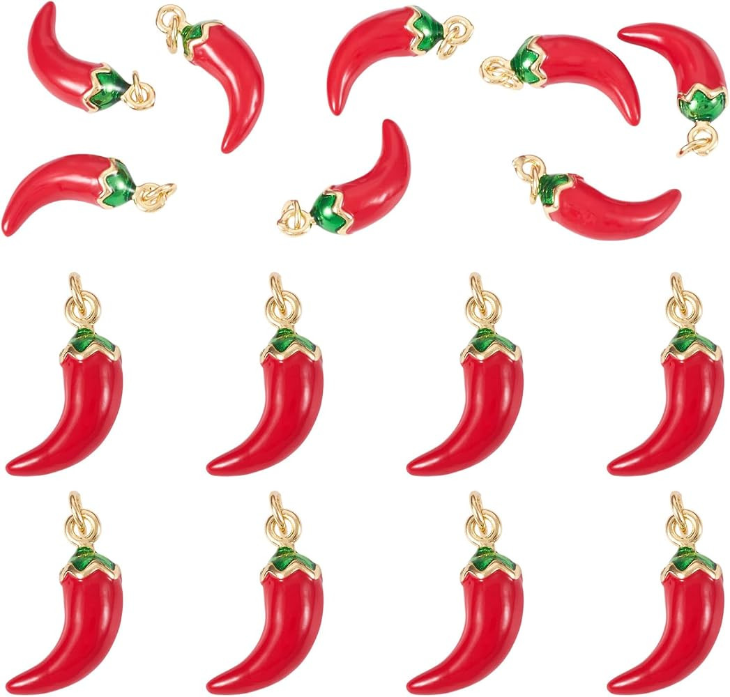 Craftdady Red Chili Pepper Charms Alloy Enamel Hot Pepper Dangle Pendants Small Vegetable Food Pe... | Amazon (US)