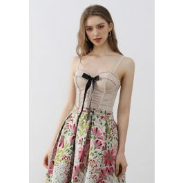 Bowknot Rhinestone Embellished Bustier Crop Top in Apricot | Chicwish