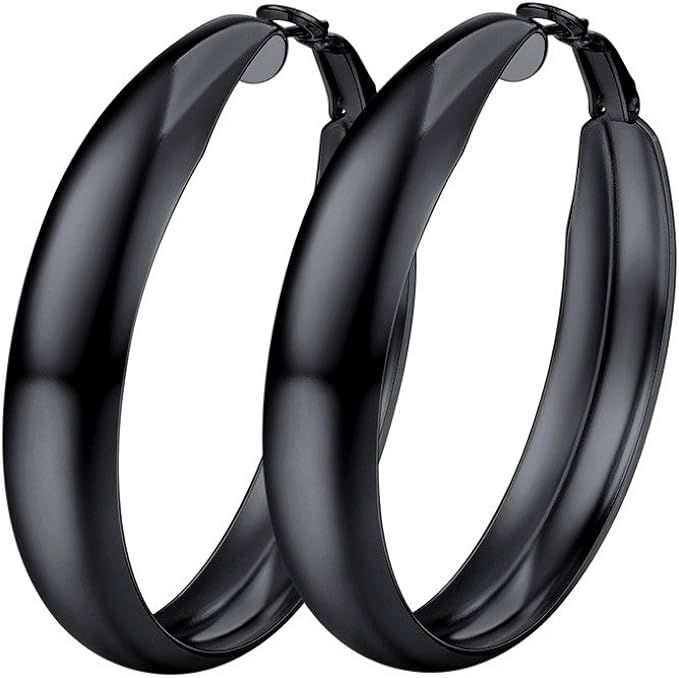 U7 Chunky Hoop Earrings for Women, 30/40/60/80mm Stainless Steel Hoops, Gold Hoop Earrings, Simpl... | Amazon (US)