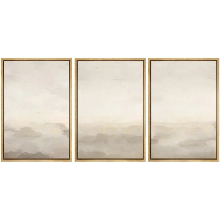 IDEA4WALL Framed Canvas Print Wall Art Set of 3 Pastel Abstract Beige & Grey Minimalist Pattern N... | Walmart (US)