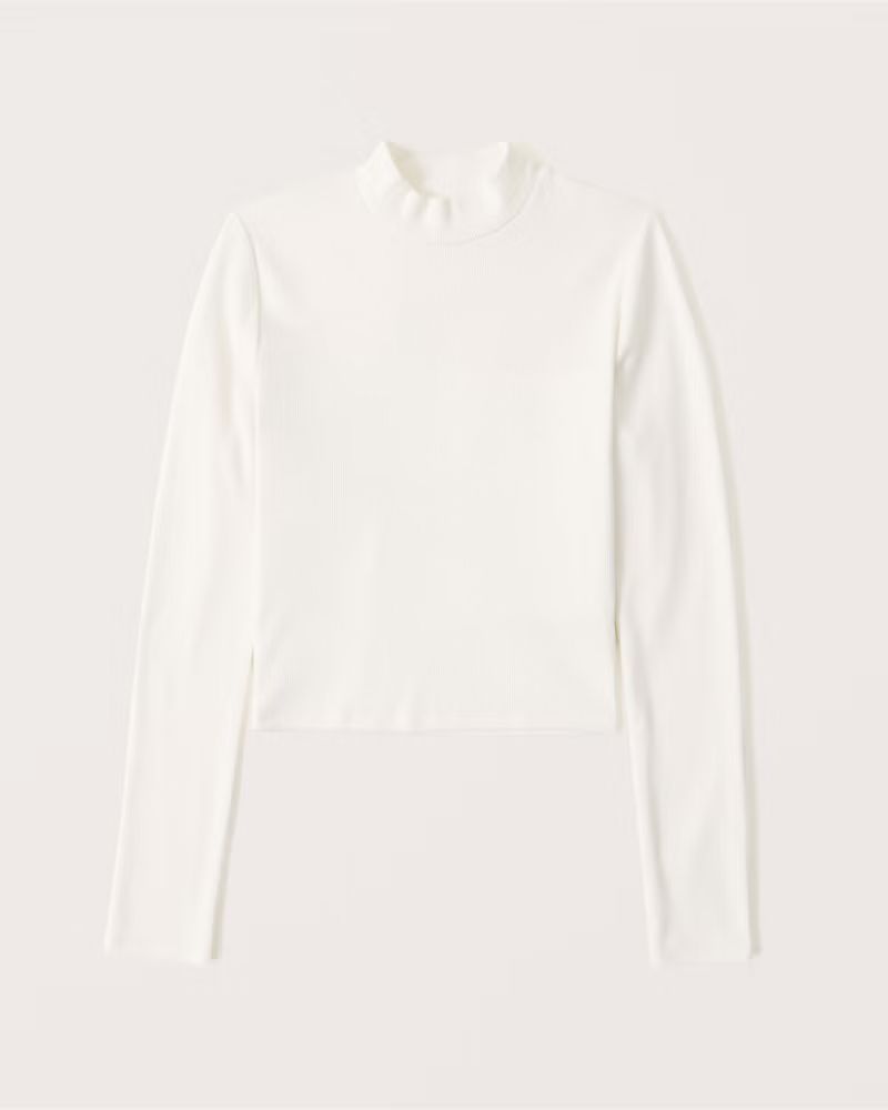 Women's Long-Sleeve Ribbed Mockneck Top | Women's Tops | Abercrombie.com | Abercrombie & Fitch (US)