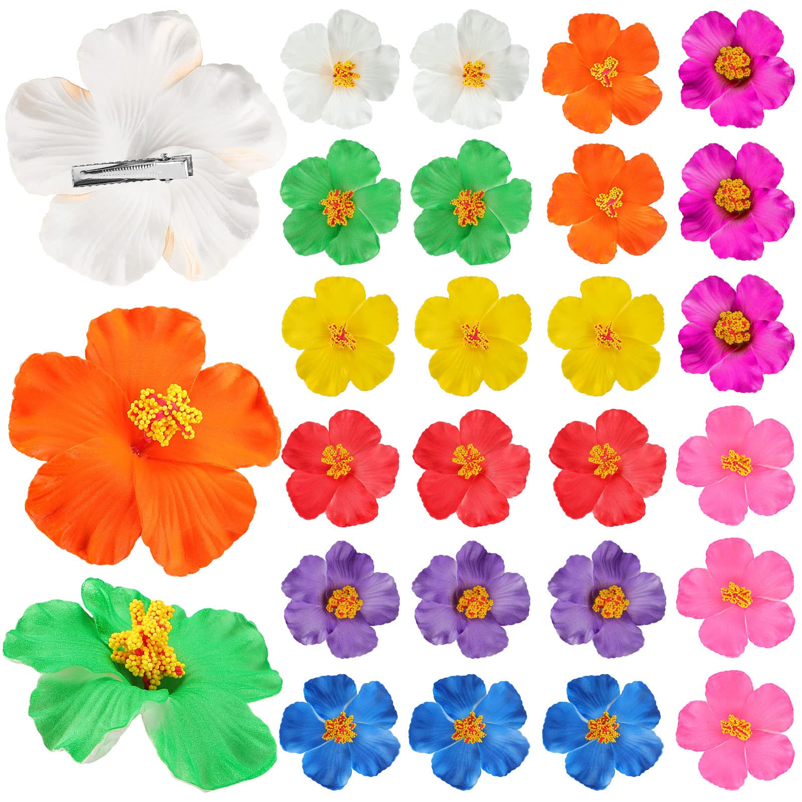 27 Pcs Hawaiian Flower Hair Clips, Hibiscus Foam Hair Accessories Clip for Women, Hawaii Tropical... | Amazon (US)
