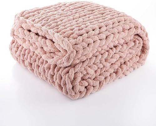 Maetoow Chenille Chunky Knit Blanket Throw （30×40 Inch）, Handmade Warm & Cozy Blanket Couch,... | Amazon (US)
