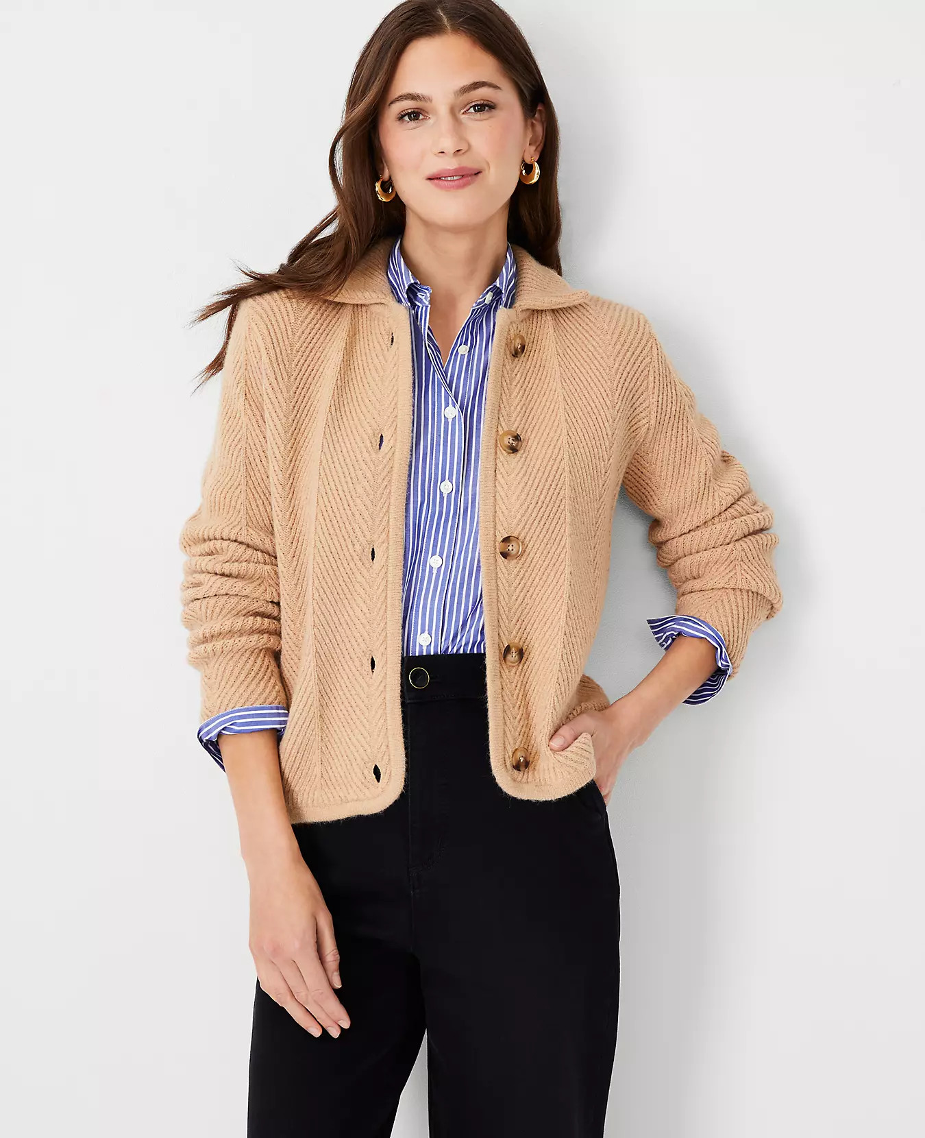 Herringbone Stitch Sweater Jacket | Ann Taylor (US)