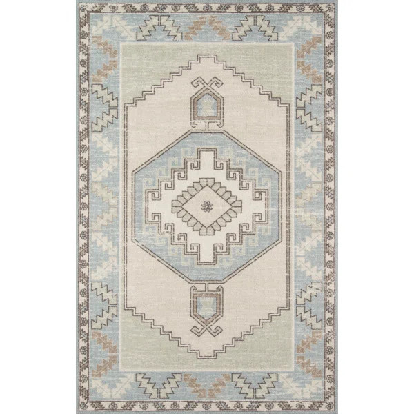 Fletcher Oriental Area Rug in Light Blue/Beige/Light Brown | Wayfair North America