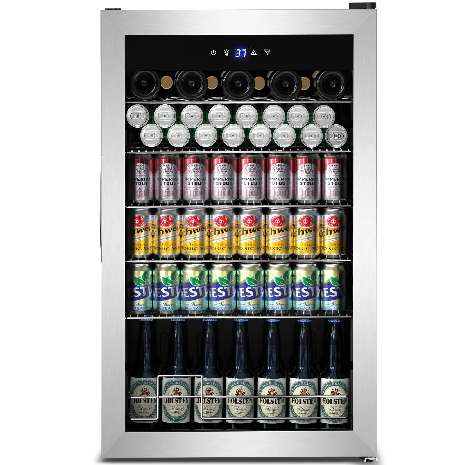 TITTLA 150 Can Beverage Refrigerator with Glass Door,Extra Bottles Rack,Touch Control Panel,Frees... | Walmart (US)