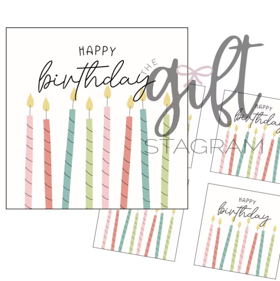 Happy Birthday Candles Gift Tag DIGITAL DOWNLOAD Birthday Candes Gift Tag for Birthday Birthday G... | Etsy (US)