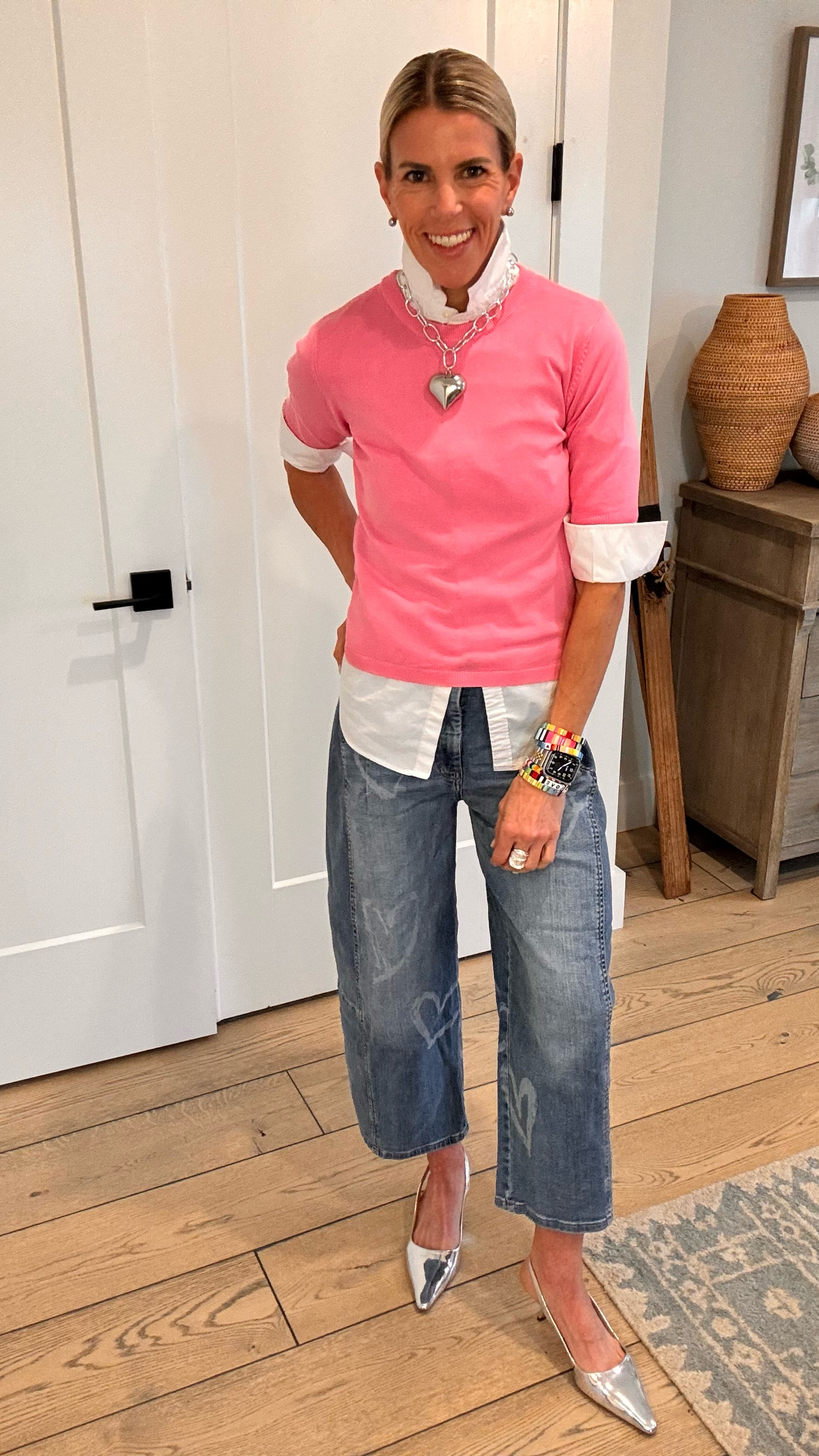 Bringing a pop of pink 🌸💕🎀 to close out the month!  This look is so easy and effortless but still elevated with a good fit, metallic shoes and fun jewelry!! Go get it ladies!!

#LTKWorkwear #LTKStyleTip #LTKOver40