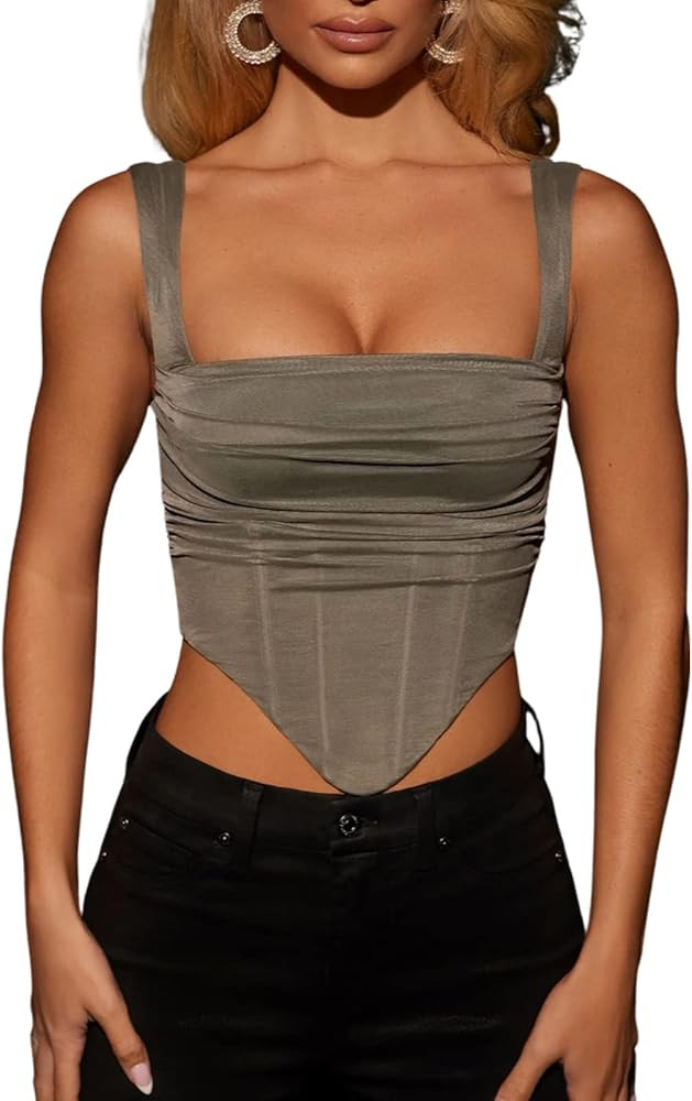 Women Backless Spaghetti Straps Camisole Lingerie Punk Vintage Bustier Crop Top Corsets Bra Streetwe | Amazon (US)