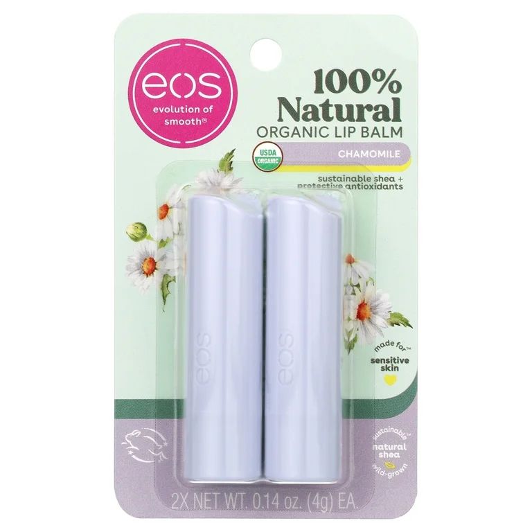 Eos 100% Natural & Organic Lip Balm Stick - Chamomile | 0.14 oz, Pack of 2 - Walmart.com | Walmart (US)