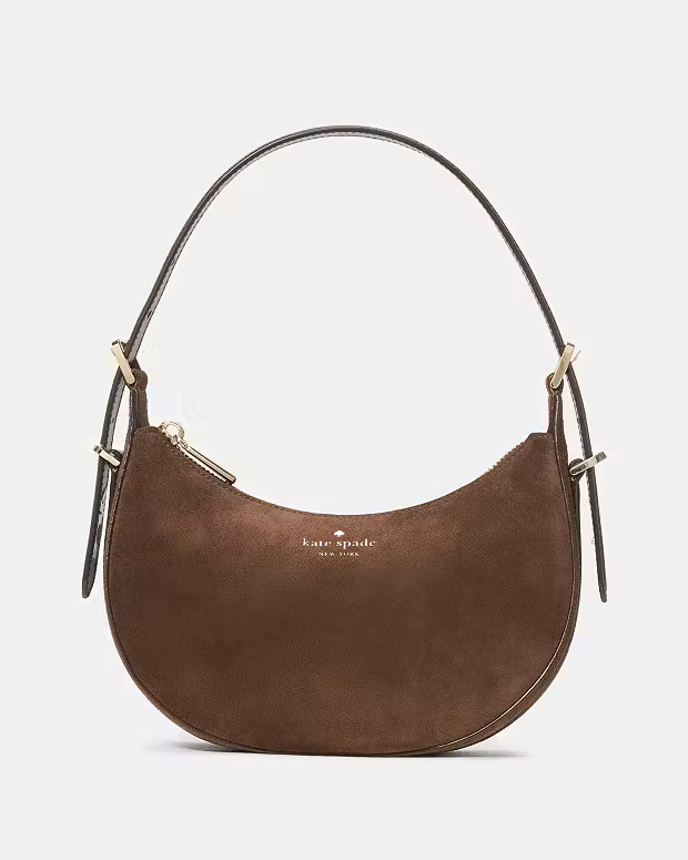 Nova Suede Small Crescent Shoulder Bag | Kate Spade Outlet