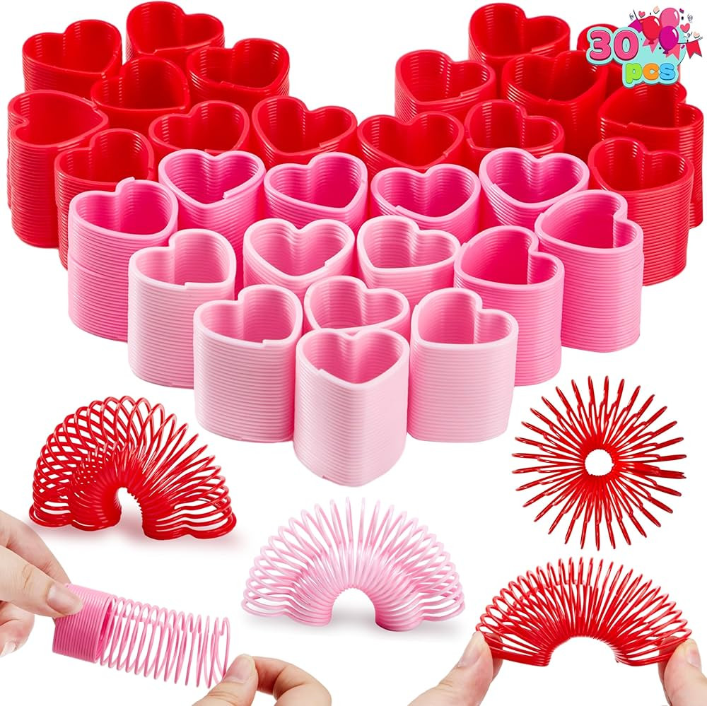 JOYIN 30 Packs Valentine’s Day Party Favors with Mini Springs Toys, Multi-Color Heart Coil Spri... | Amazon (US)