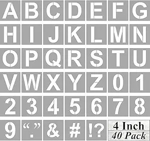 Alphabet Letter and Number Stencils 4 Inch - 40 Pack Letters and Numbers Stencil Templates with S... | Amazon (US)