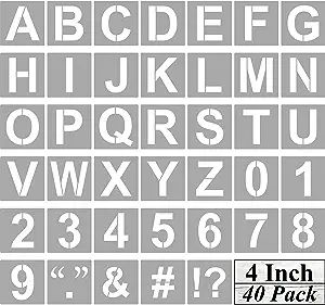 Alphabet Letter and Number Stencils 4 Inch - 40 Pack Letters and Numbers Stencil Templates with S... | Amazon (US)