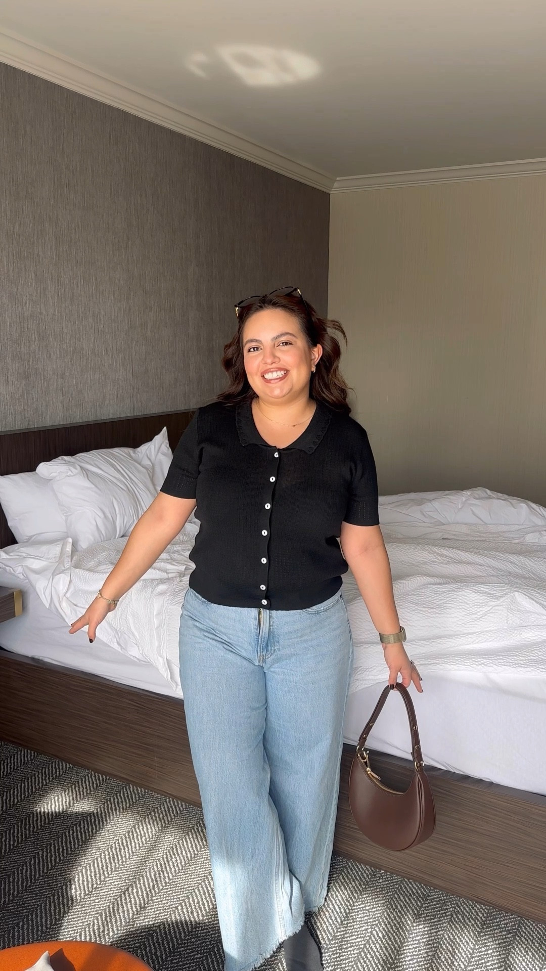 Californio OOTD , travel day, casual outfit , Abercrombie Jean, mini purse 

#LTKPetite #LTKTravel #LTKootd