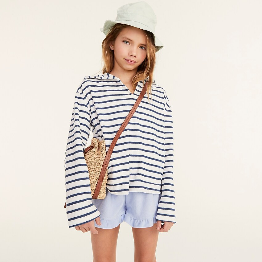 Girls' patch-pocket hoodie in towel terry | J. Crew US