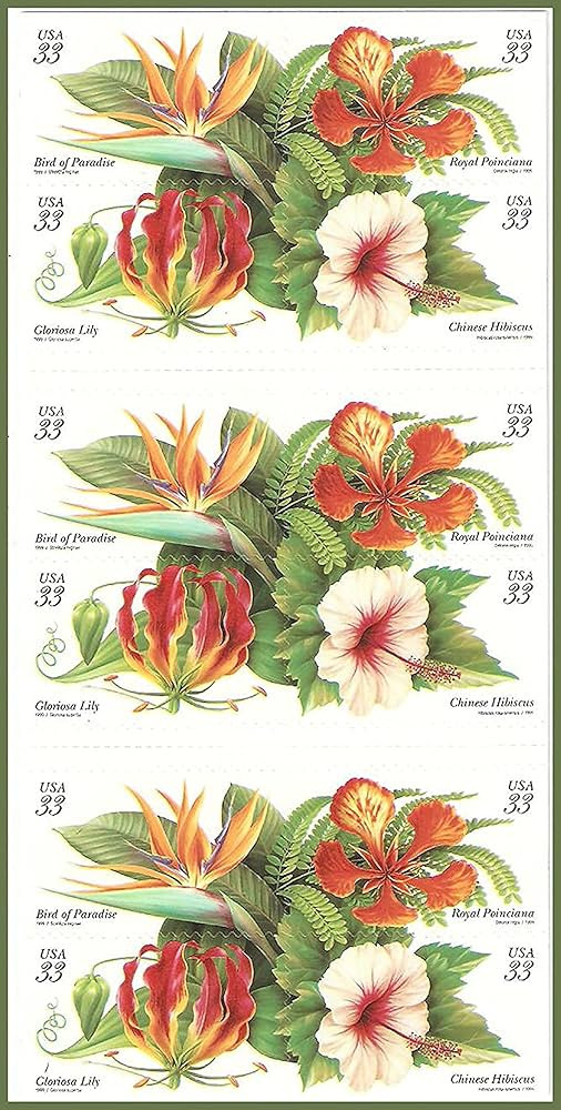 Tropical Flowers: Bird of Paradise Pane of Twenty 33 Cent Postage Stamps 3310-13 | Amazon (US)