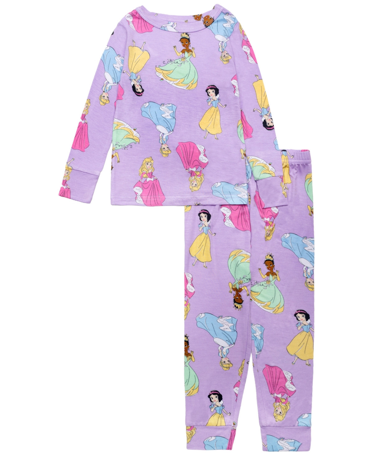 Ame Girls Toddler 2T-4T 2-Piece Disney Princess Printed Top and Pants Pajama Set - Purple | Macy's