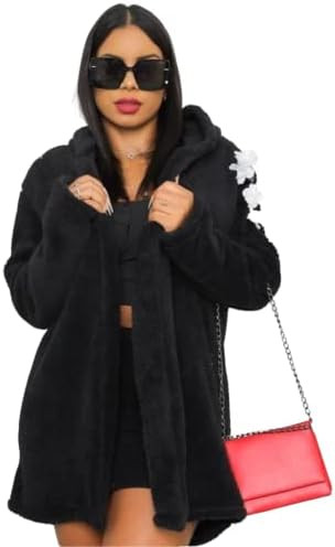 Casaco Feminino Teddy Sobretudo Pelinho Pelúcia Blogueira com Capuz | Amazon (BR)