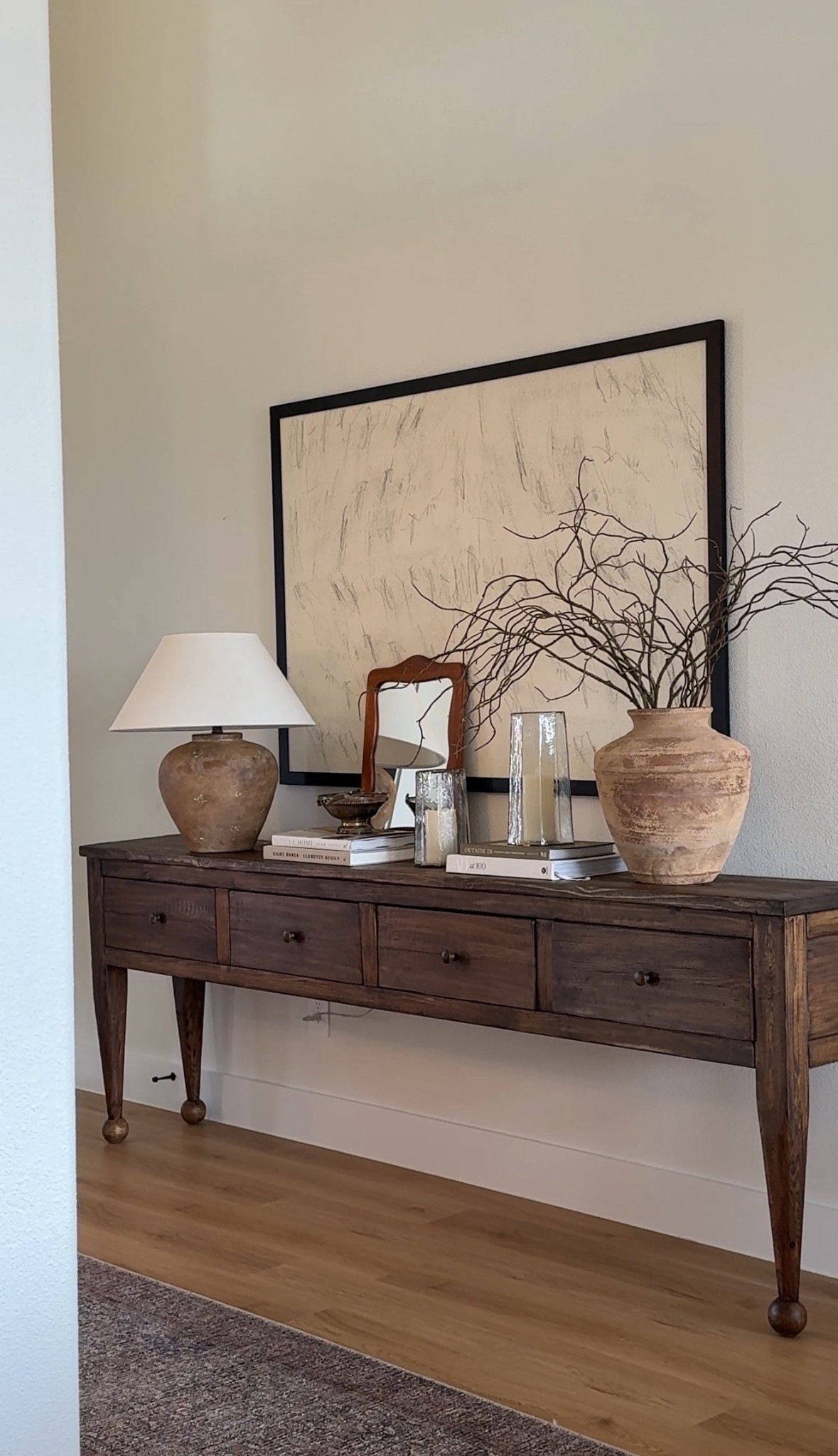 A little winter entry styling!

console styling, entry table styling, wood console table, solid wood console table, winter home styling 

#LTKHome