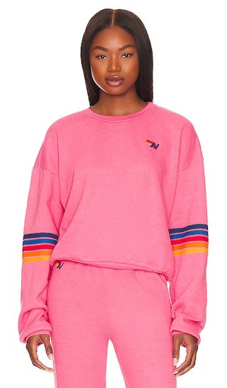 Rainbow Stitch Sweatshirt in Paris Pink | Revolve Clothing (Global)