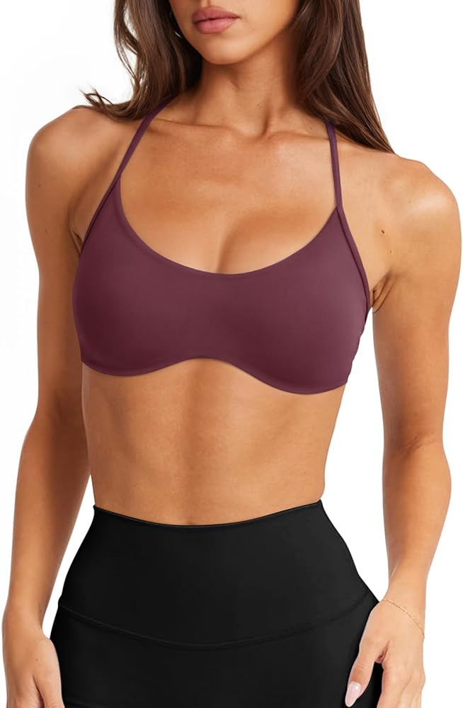 LASLULU Womens Sexy Y Back Sports Bra Padded Racerback Spaghetti Strap Workout Yoga Gym Athletic ... | Amazon (US)