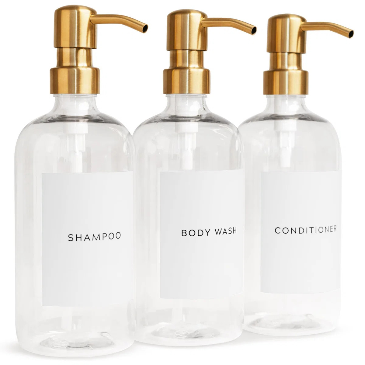 Stylish Shampoo And Conditioner Dispenser Set Of 3 - Modern 21Oz Shower Soap Bottles With Pump An... | Wayfair North America