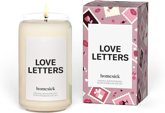 Homesick Premium Scented Candle, Love Letters - Scents of Rose, Jasmine, Peony, 13.75 oz, 60-80 H... | Amazon (US)