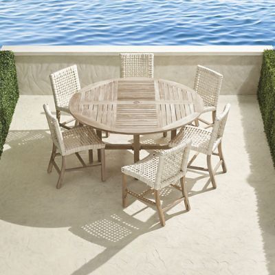 Isola 7-pc. Round Dining Set in Weathered Finish | Frontgate