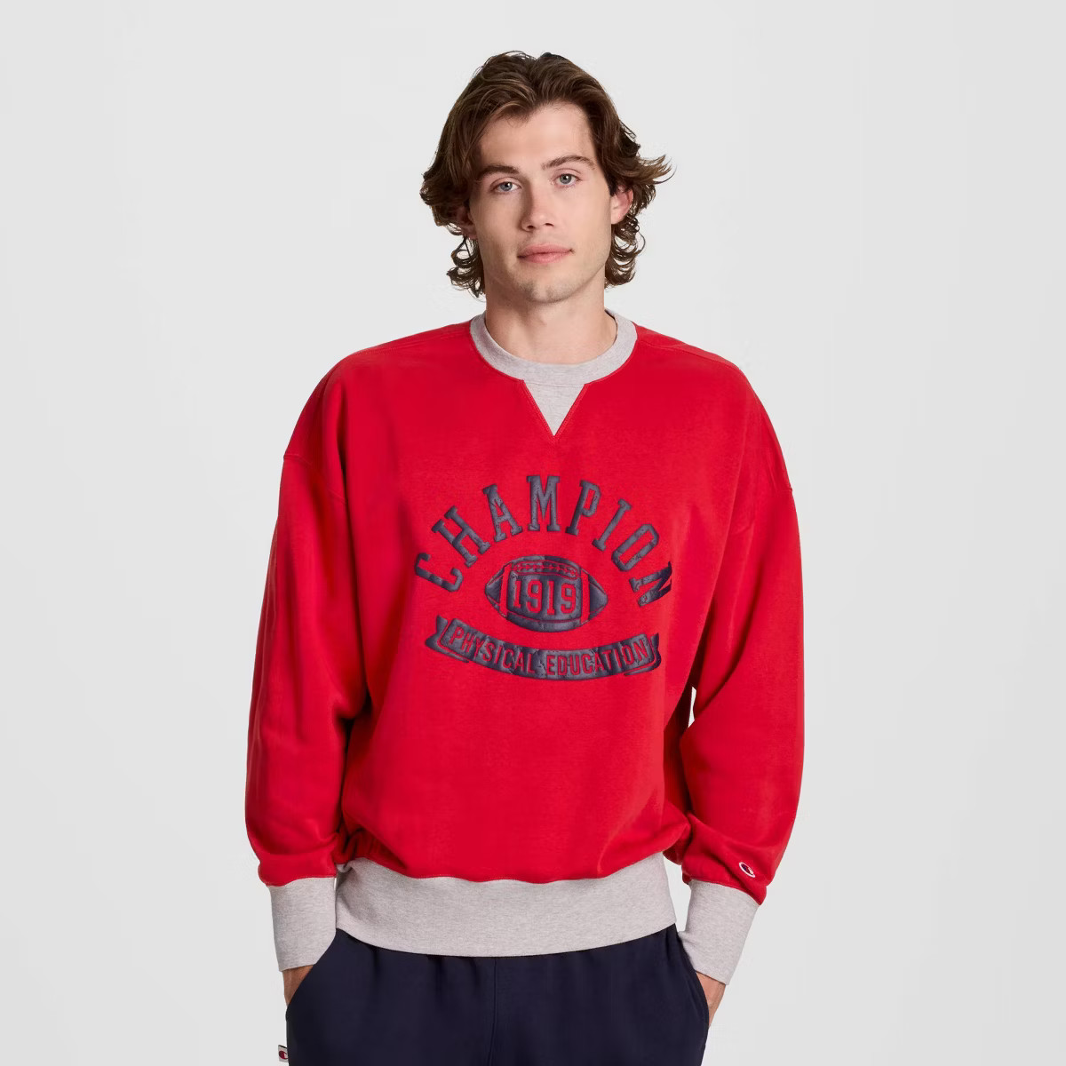 Champion Men's Physical Education Colorblocked Sweatshirt - Lava Falls XL | Target