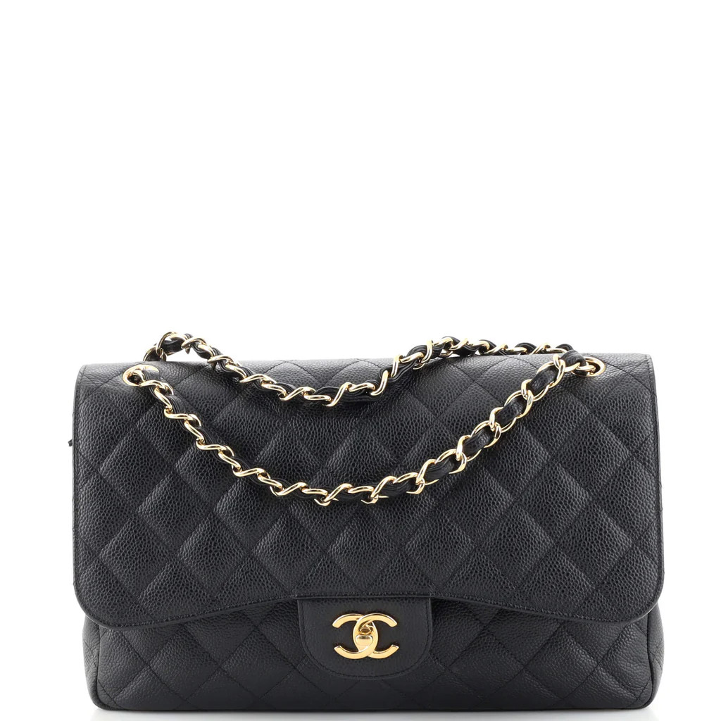 Classic Double Flap Bag Quilted Caviar Jumbo | Rebag