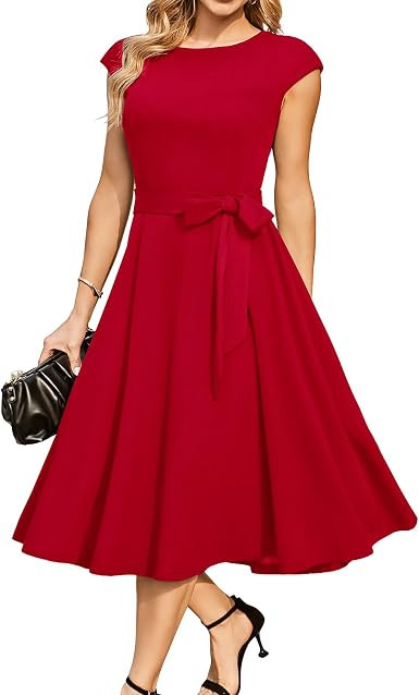 DRESSTELLS Women's Cocktail Dresses, Formal Wedding Guest Modest Church Vintage Holiday Party Eve... | Amazon (US)