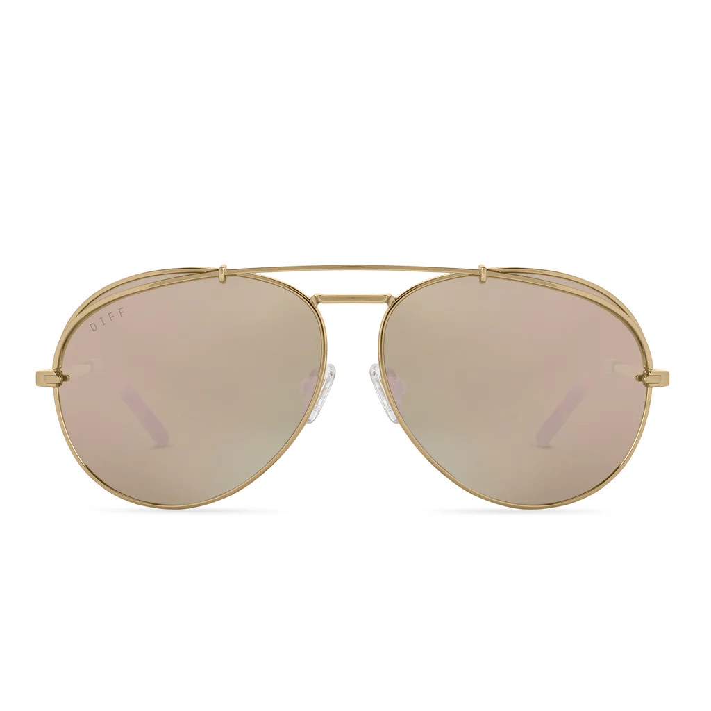 KOKO - GOLD + CHERRY BLOSSOM MIRROR + POLARIZED SUNGLASSES | DIFF Eyewear