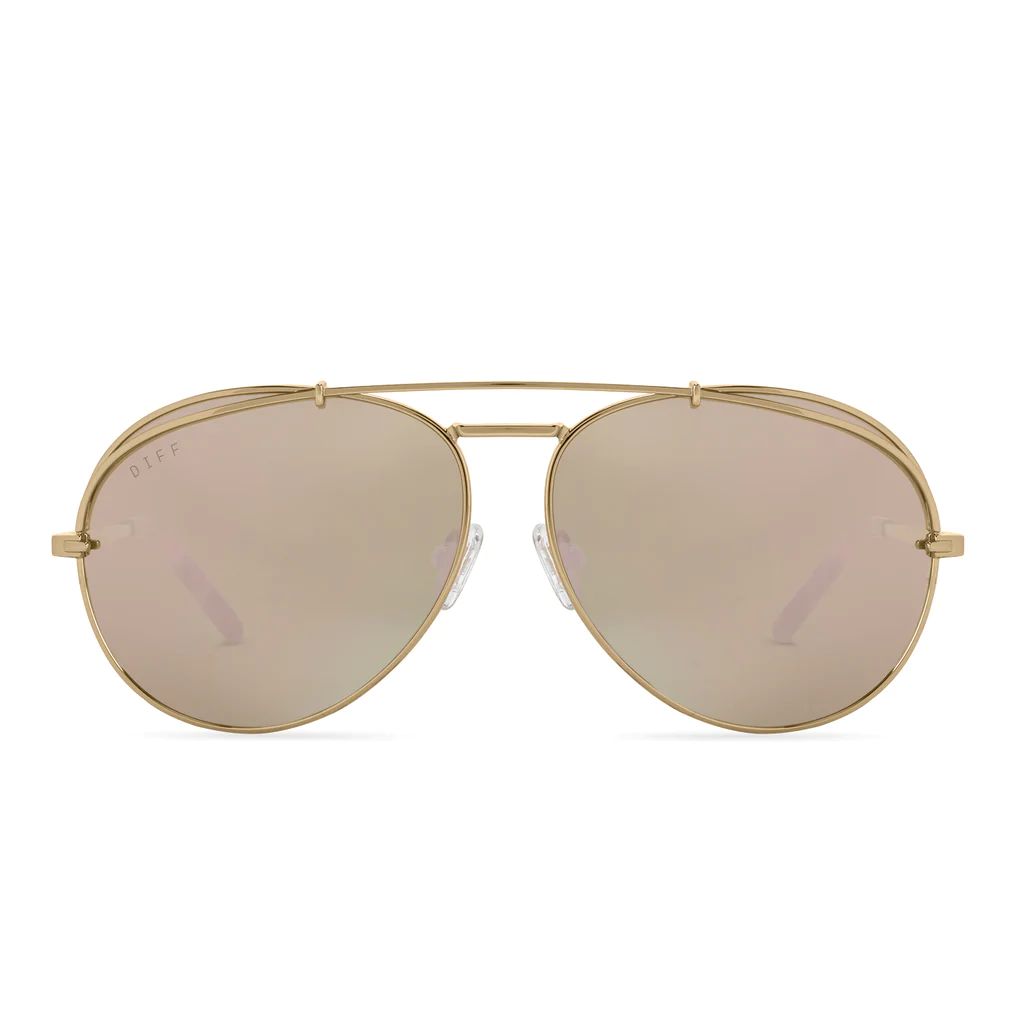 COLOR: gold   cherry blossom mirror   polarized sunglasses | DIFF Eyewear