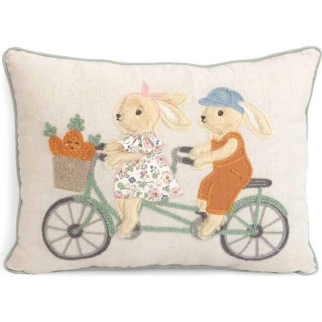 Bunny Bike Ride Pillow | Maisonette