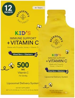 Kid's Immune Liposomal Vitamin C by Beekeeper's Naturals, 500 mg Vitamin C, Elderberry, Vitamin D... | Amazon (US)