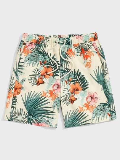 SHEIN Men Tropical Print Drawstring Waist Shorts
   SKU: sm2204142425772454      
          (2 Re... | SHEIN