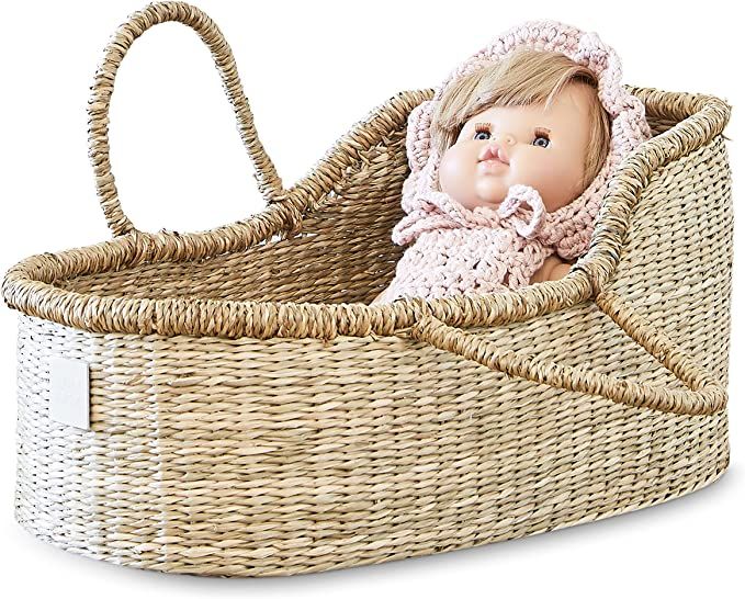 BEBE BASK Premium Baby Doll Bassinet - Handcrafted Baby Doll Moses Basket - Perfect Baby Doll Bas... | Amazon (US)