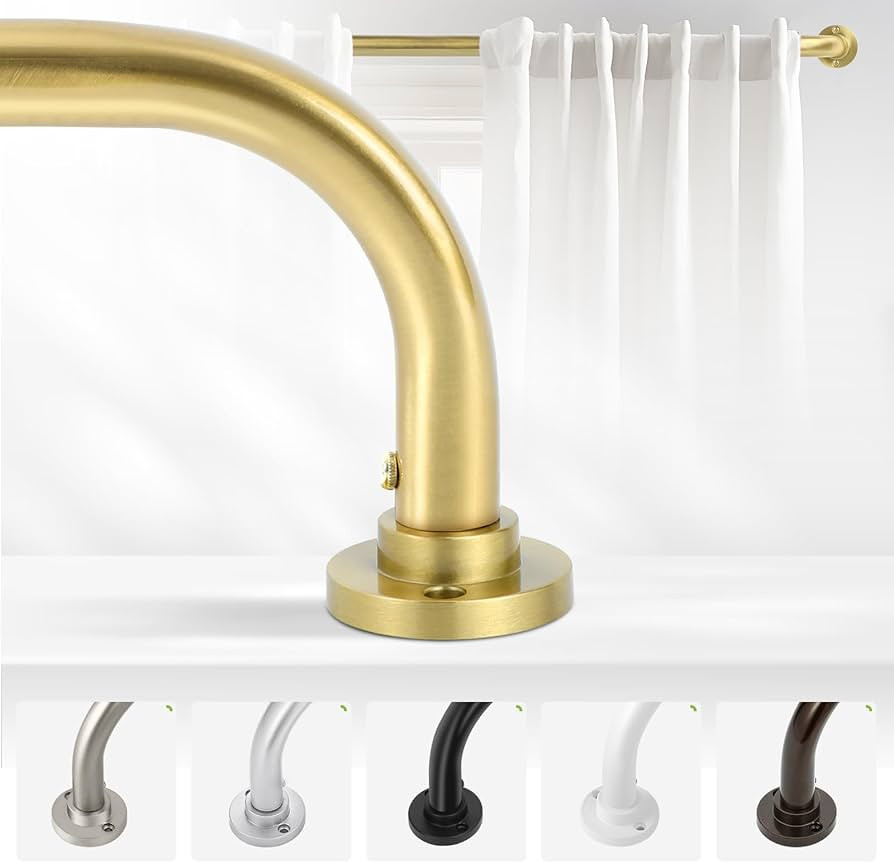 Gold Wrap Around Curtain Rods,Gold Curtain Rods for windows 66 to 120 inch(5.5-10Ft),Adjustable B... | Amazon (US)