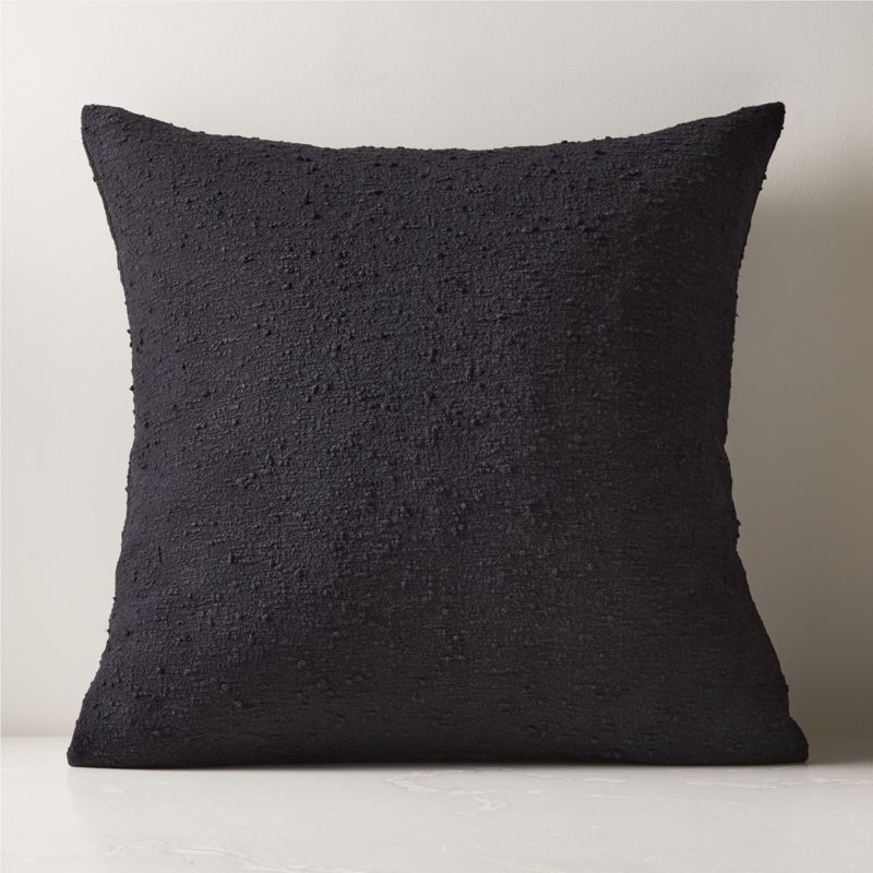 Black Boucle Modern Throw Pillow with Feather-Down Insert 23'' | CB2 | CB2