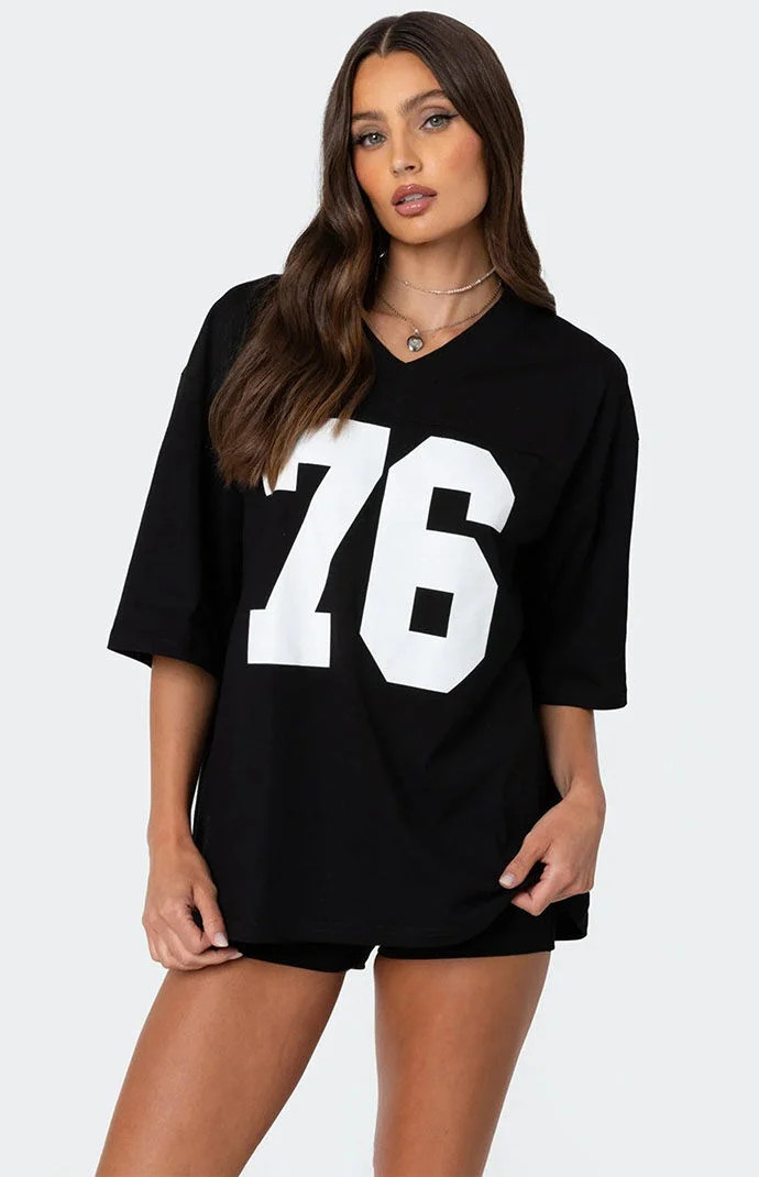 Edikted Women's 76 Oversized T-Shirt in Black - Size Large | PacSun