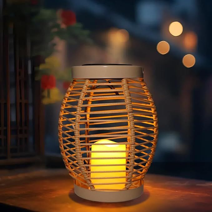 Solar Lanterns, Hanging Outdoor Lantern with LED Flickering Flameless Candles, Waterproof Outdoor... | Amazon (US)