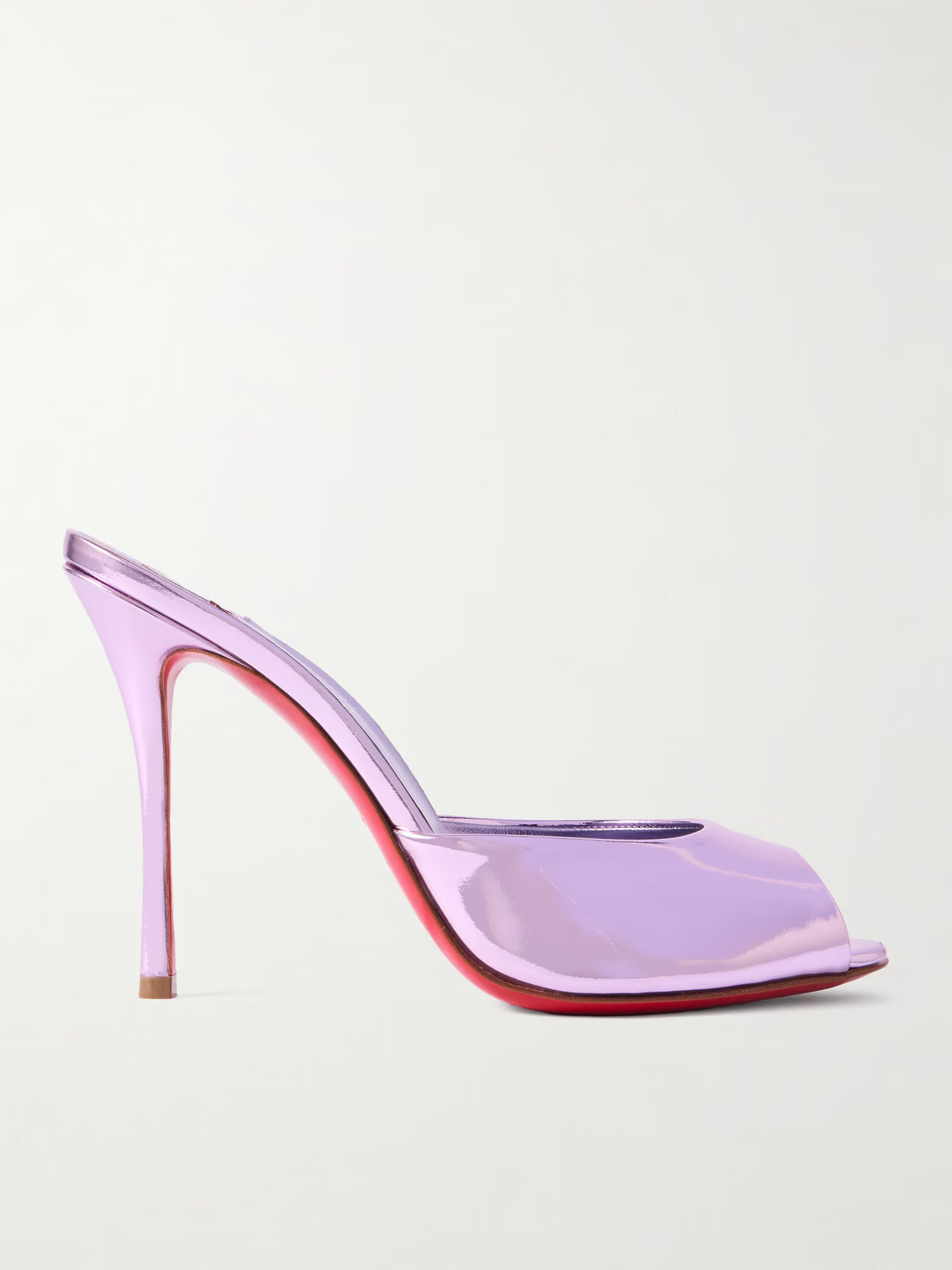 Christian Louboutin - Me Dolly 100 Metallic Patent-leather Mules - Purple | NET-A-PORTER (US)