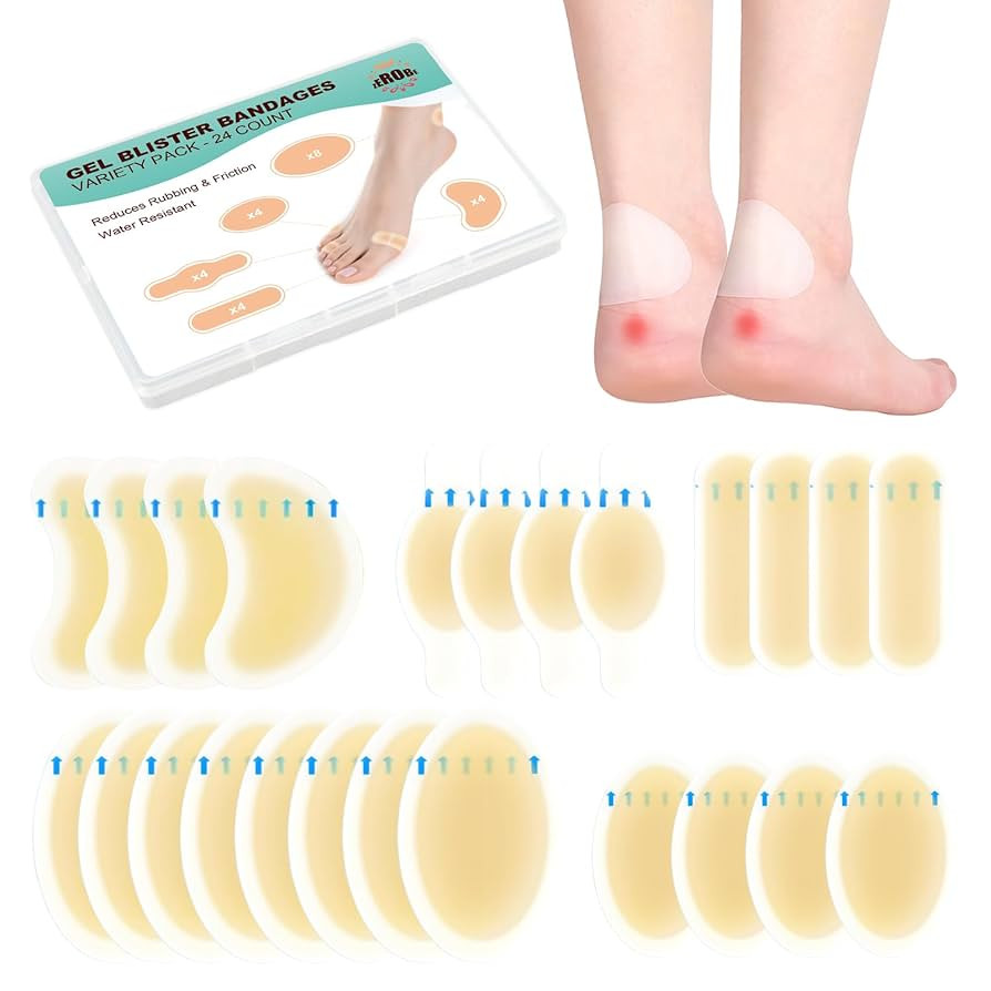 Hydrocolloid Gel Blister Bandages for Feet - Waterproof Cushioning Pads for High Heels, Running, ... | Amazon (US)